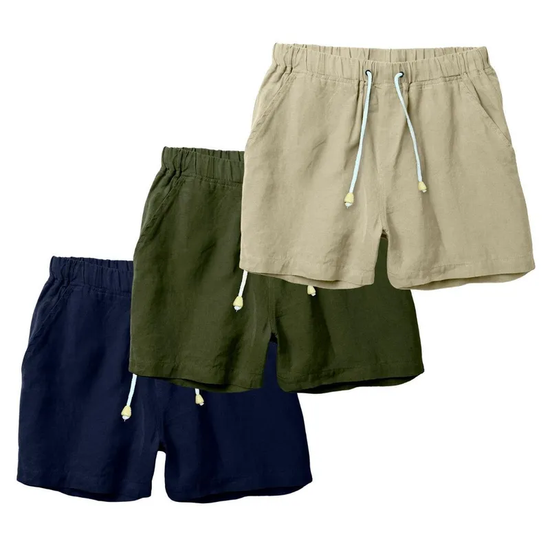 Kit 3 Shorts Linho Masculina Com Cordão Bermuda Casual Verão