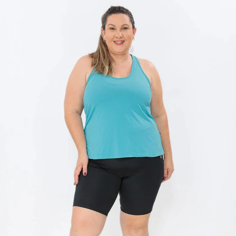 Camiseta Feminina Regata UV 50+ Detalhe Atrás New Trip Verde Nanai