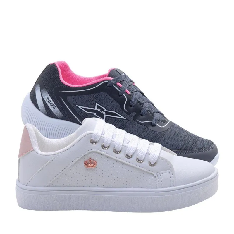 Kit Tênis Casual e Tênis Esportivo Feminino Caminhada Academia Passeio