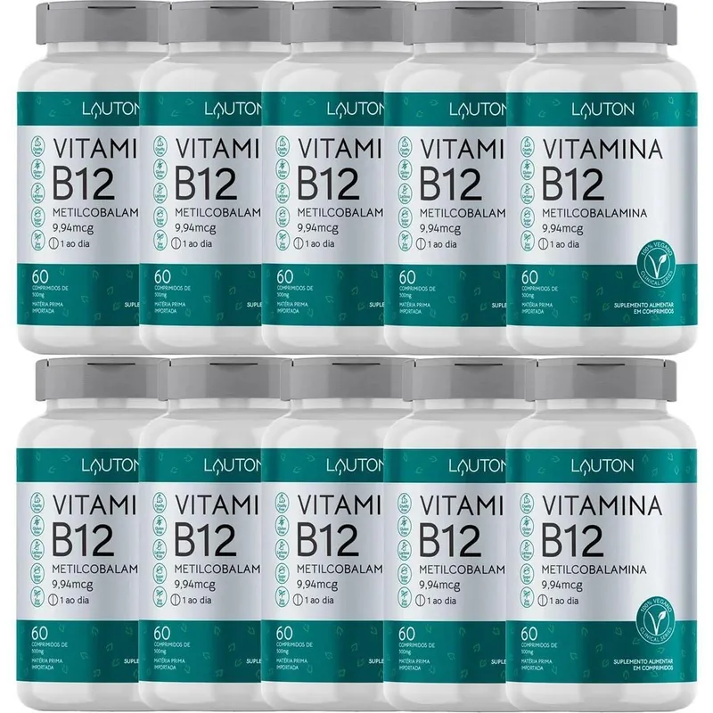 Kit 10X Vitamina B12 Metilcobalamina - 60 Comprimidos - Lauton Nutrition