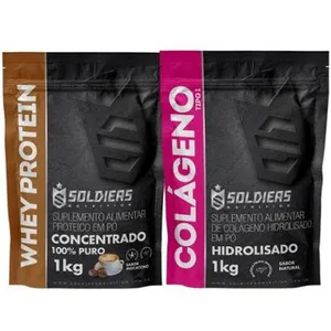 Kit: Whey Protein Concentrado 1Kg + Colágeno Hidrolisado 1Kg - 100% Importado - Soldiers Nutrition