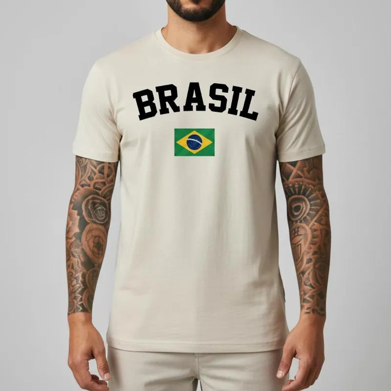 Camiseta Masculina Torcida Brasileira Oficial Seleção 100% Algodão Original Brasil Somos Fabricantes
