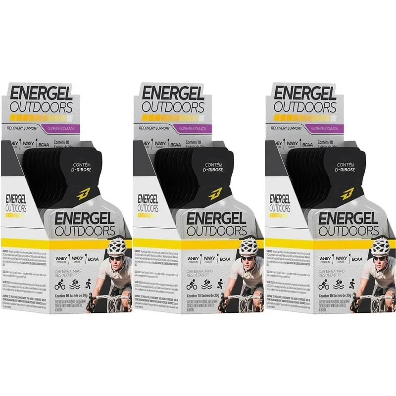 Kit 3X Energel Outdoors - 10 Unidades Guaraná com Açaí - BodyAction