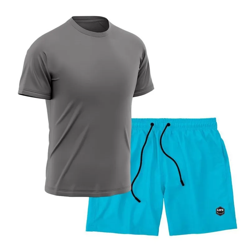 Kit Camiseta Academia + Bermuda Mauricinho- Cinza