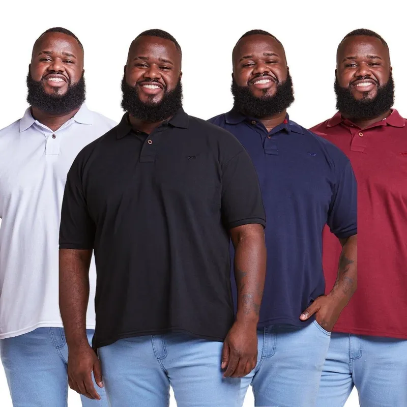 Kit 4 Camisa Polo Plus Size Masculina Piquet