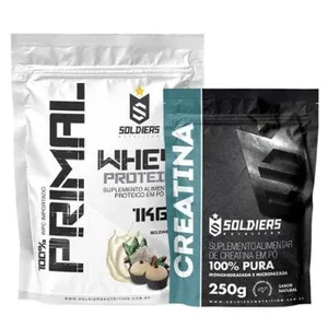 Kit: Whey Protein Primal 1Kg 100% Importado + Creatina Monohidratada 250g - Soldiers Nutrition