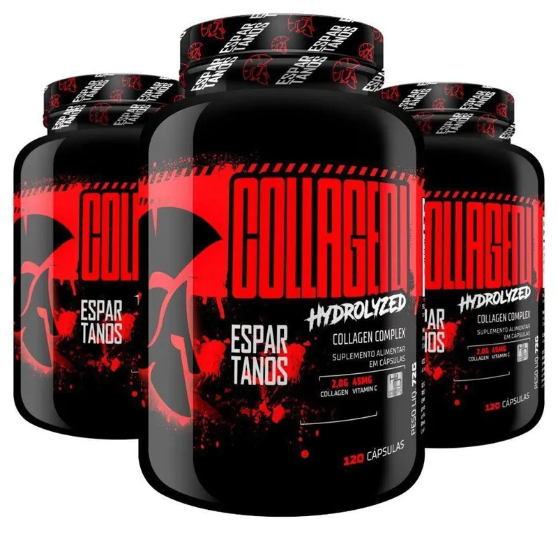 Kit 3X Colágeno Hidrolisado Espartanos Collagen (360 Cáps)