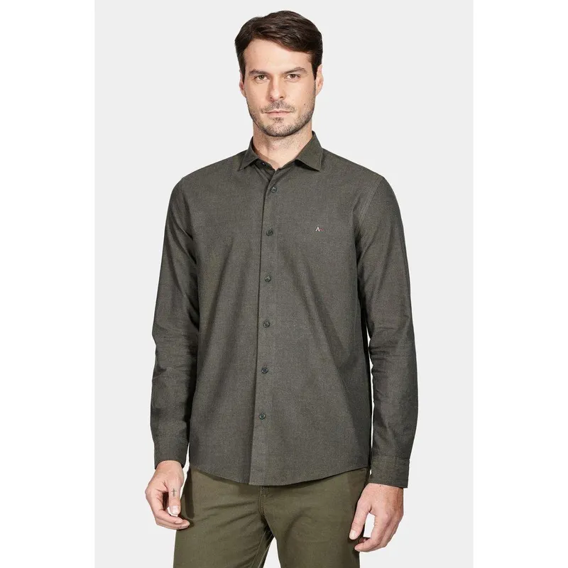 Camisa Aramis Slim Actually Liso Verde Militar