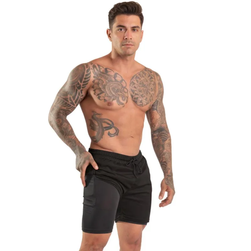 Short Masculino 2 Em 1 Academia Fitness Compressão Para Treino e Academia