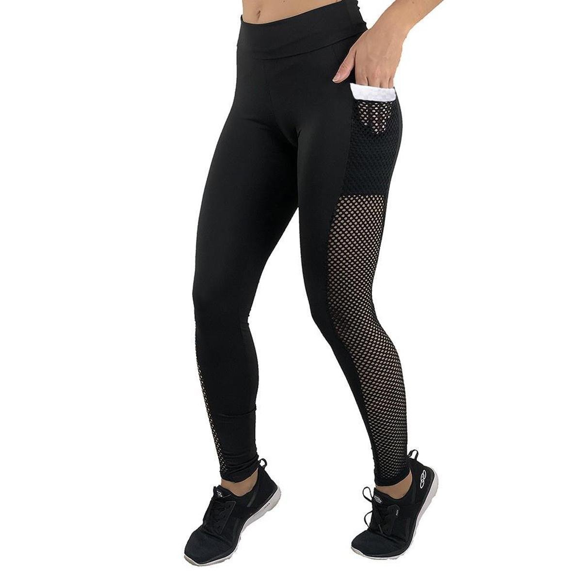 Calça Legging Fitness Academia Com Bolso Feminina