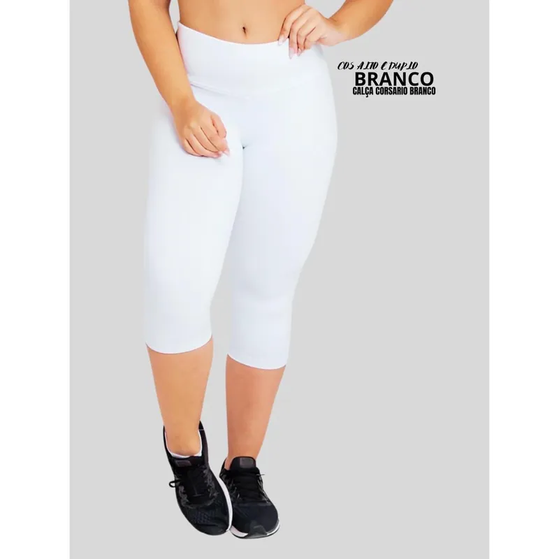 Calça Capri Corsário Branca Enfermagem Cós Alto Conforto Total