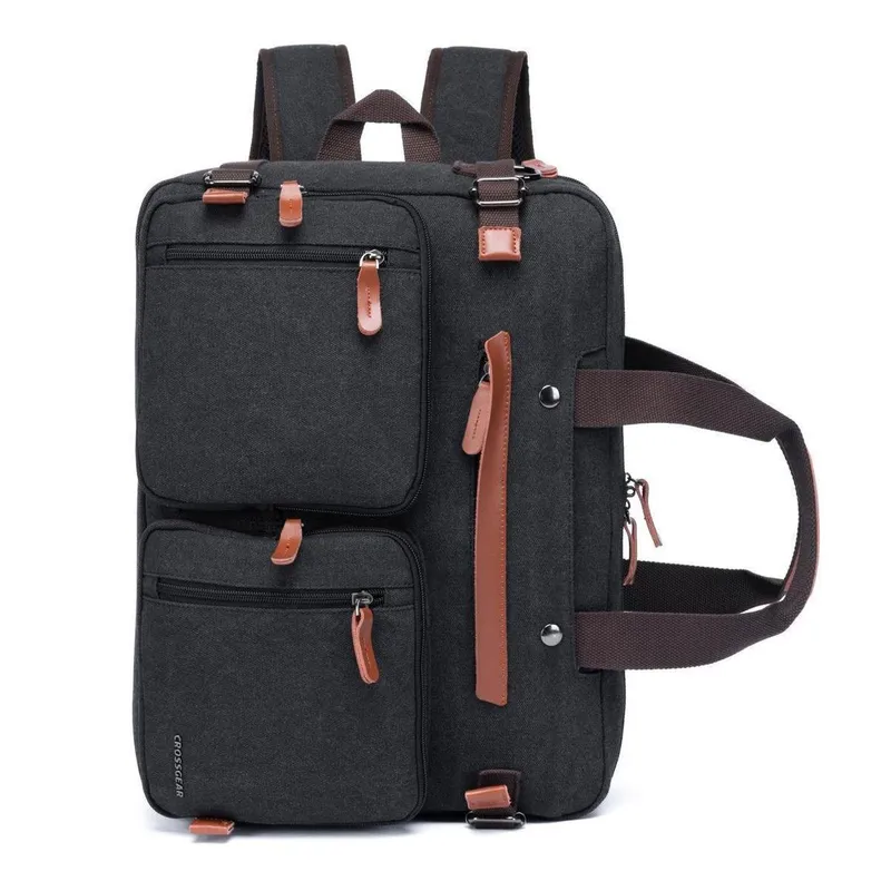 Mochila Grande Preta Reforçada Faculdade Laptop Lona Pasta Carteiro Transversal 15 Litros