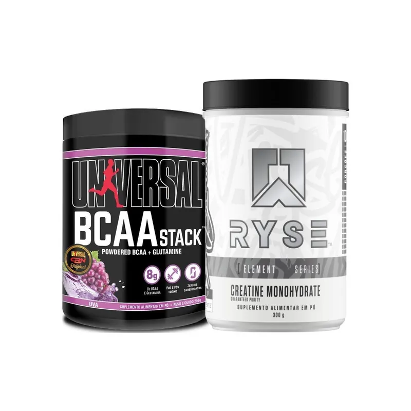 Kit Creatina Monohidratada 300g Ryse Supps + BCAA Stack 250g Universal