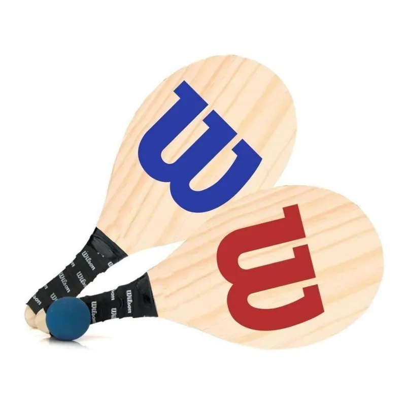 Kit Frescobol Wilson C/ 2 Raquetes, Bola e Capa - Azul/Verm
