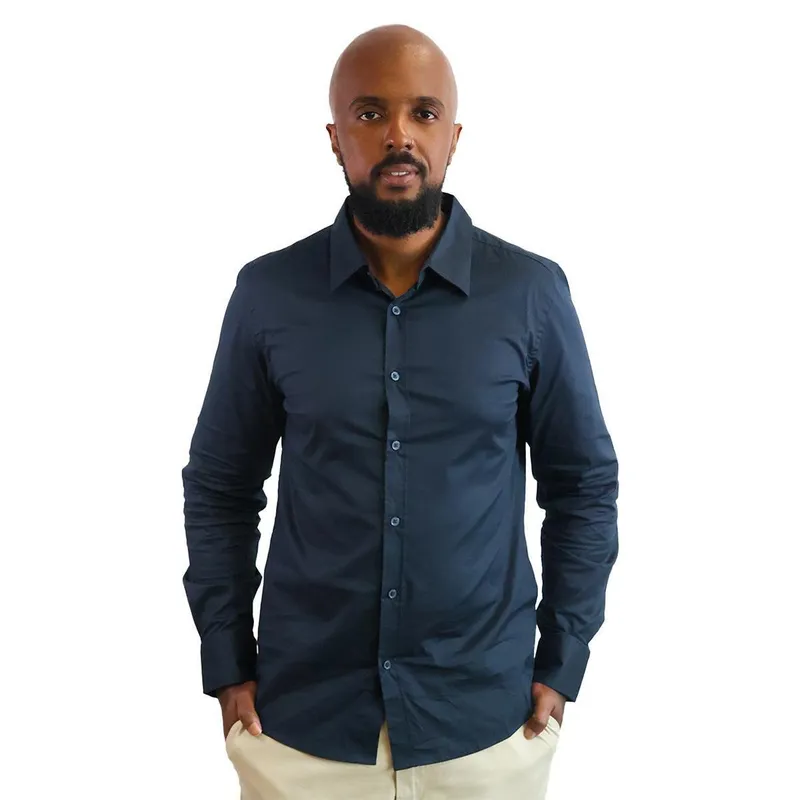 Camisa Masculina Algodão Com Listras