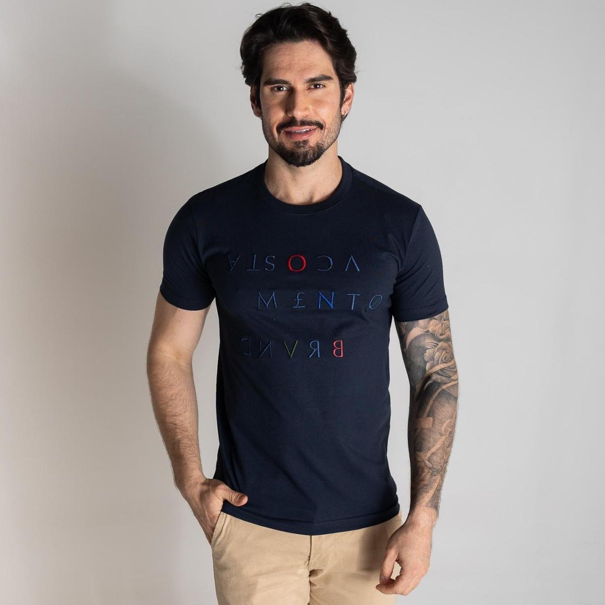 Camiseta Acostamento Eselhada Azul Marinho