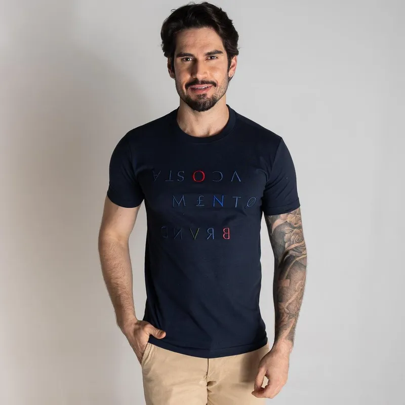 Camiseta Acostamento Eselhada Azul Marinho