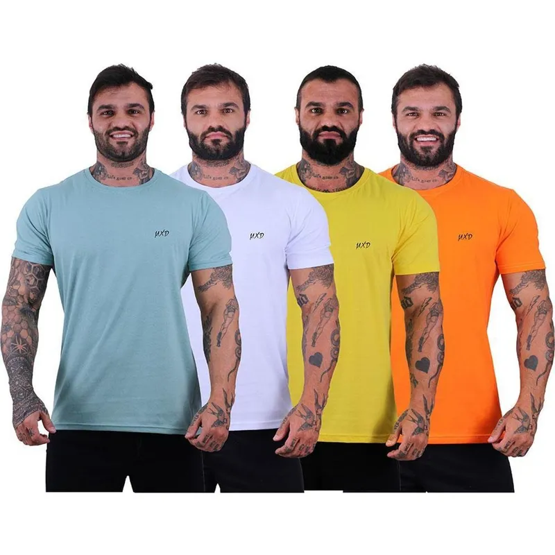 Kit 4 Camiseta Tradicional Masculina MXD Concei Grife Básico Cor:;Tamanho:G;Gênero:Masculino