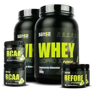 Kit 2 Whey Protein 900g + 2 Bcaa + 2 Pré Treino - Sense