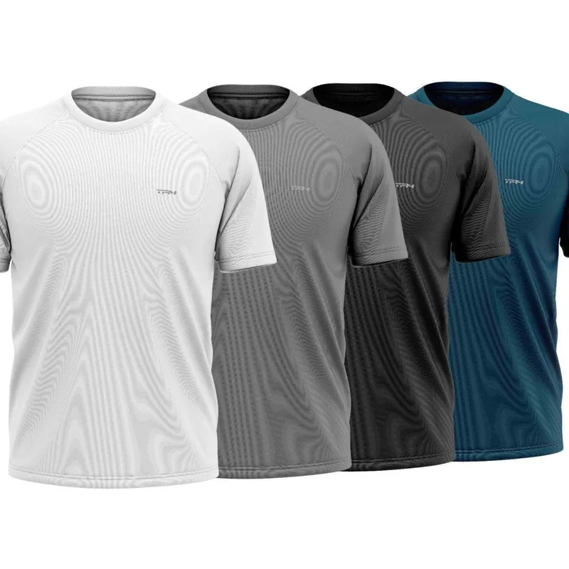 Kit de 4 camisa Raglan Proteção Uv Fitness Academia Treino