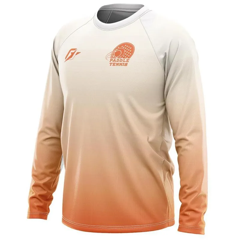 Camiseta Manga Longa Unissex Padel Gradiente Tie Dye Laranja Light