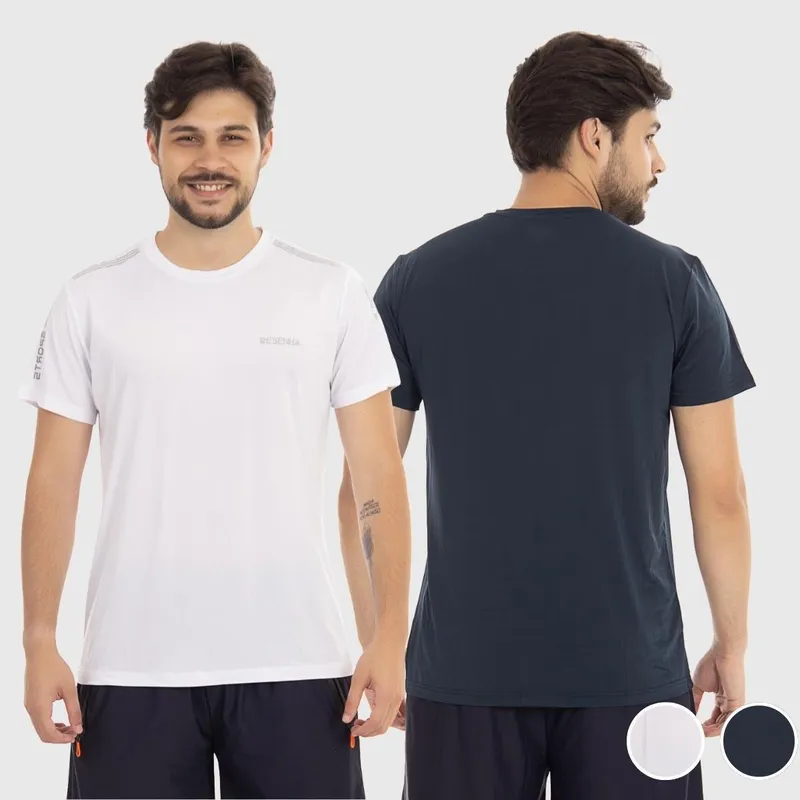 Kit 2 Camisetas Masculinas Poliamida Leve Respirável Detalhe no Ombro Resenha Sport