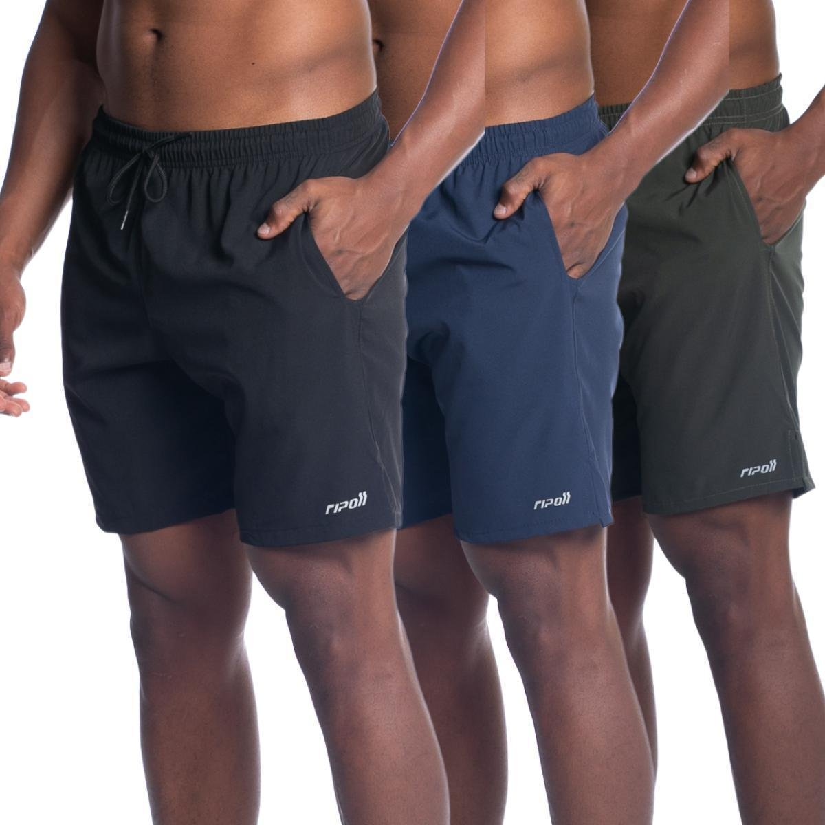 Kit 3 Bermuda Shorts Masculino Tactel Elastano Treino Praia