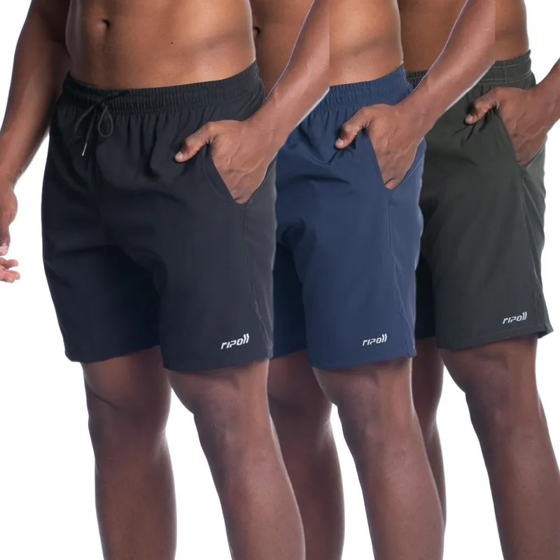 Kit 3 Bermuda Shorts Masculino Tactel Elastano Treino Praia