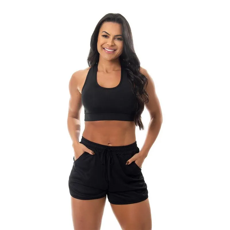 Short Fitness Frimarket Corrida Com Bolso Feminino