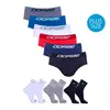Kit 6 Cuecas Slip Microfibra Dorbe Plus Size + 6 Pares Meia Cano Curto
