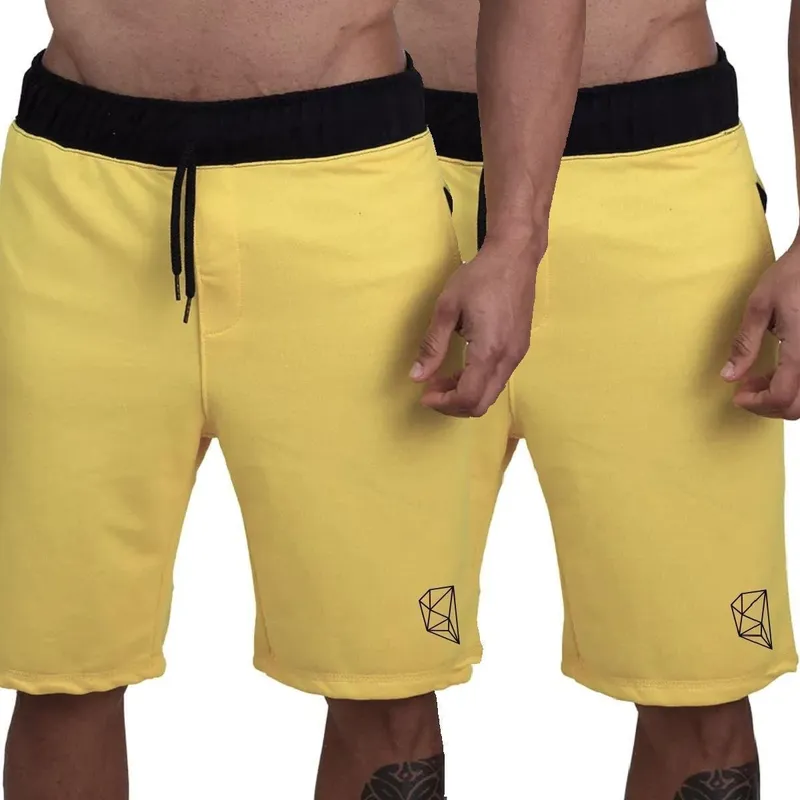 Kit 2 Bermudas Moletom Short Masculino Academia Treino Fitness Tamanho:M;Gênero:Masculino;Cor: