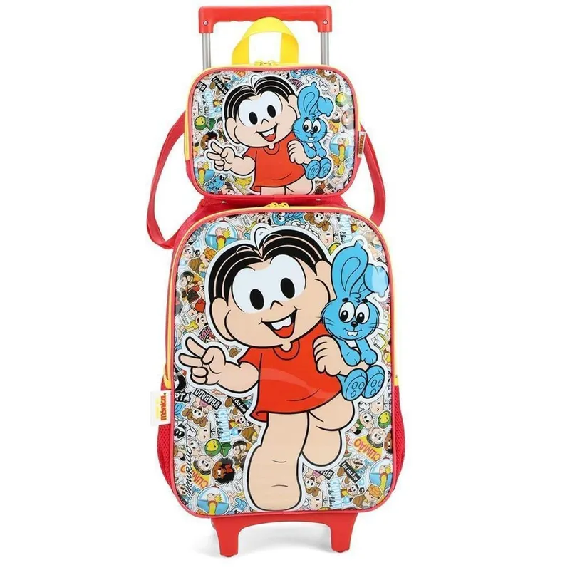Kit Mochila Rodinhas Lancheira Luxcel Turma da Mônica