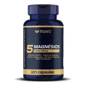 5 Magnésios Muwiz (120 Cápsulas) Alta Absorção Complexo Completo