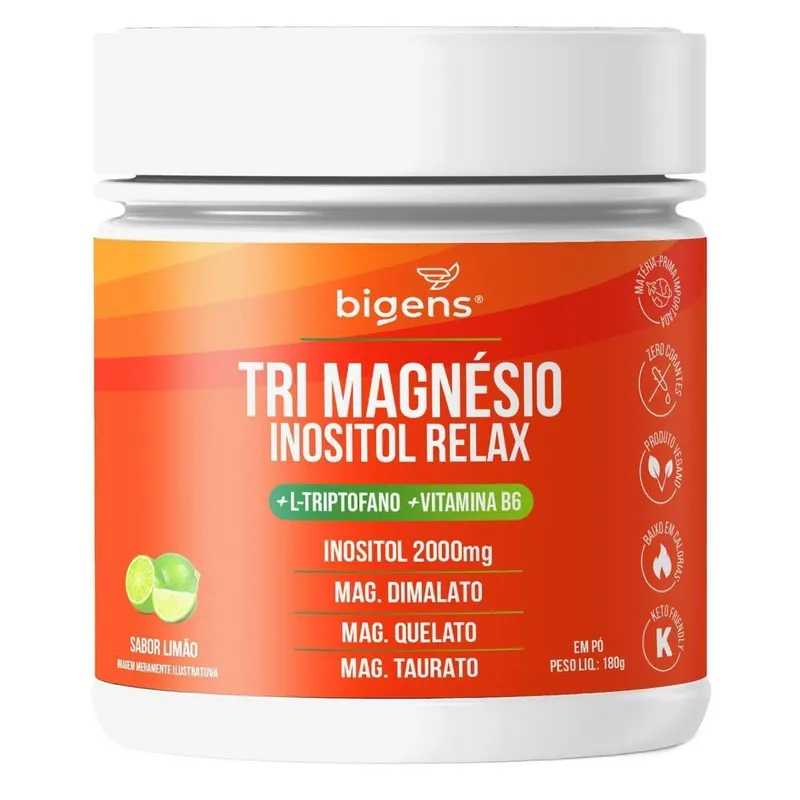 Tri Magnésio Inositol Triptofano + Vitamina B6 180g - Bigens