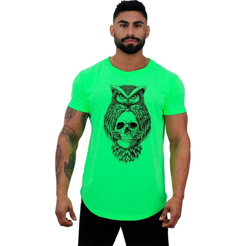 Camiseta Longline Manga Curta MXD Conceito Coruja Sábia com Caveira