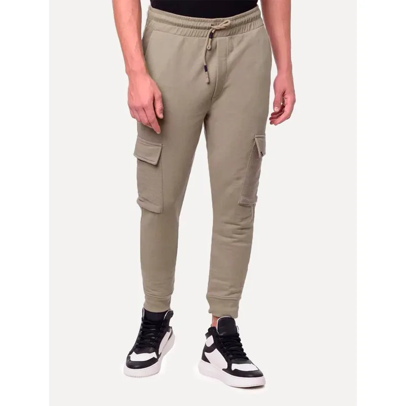 Calça Calvin Klein Jeans Masculina Moletom CKJ Cargo Caqui Médio