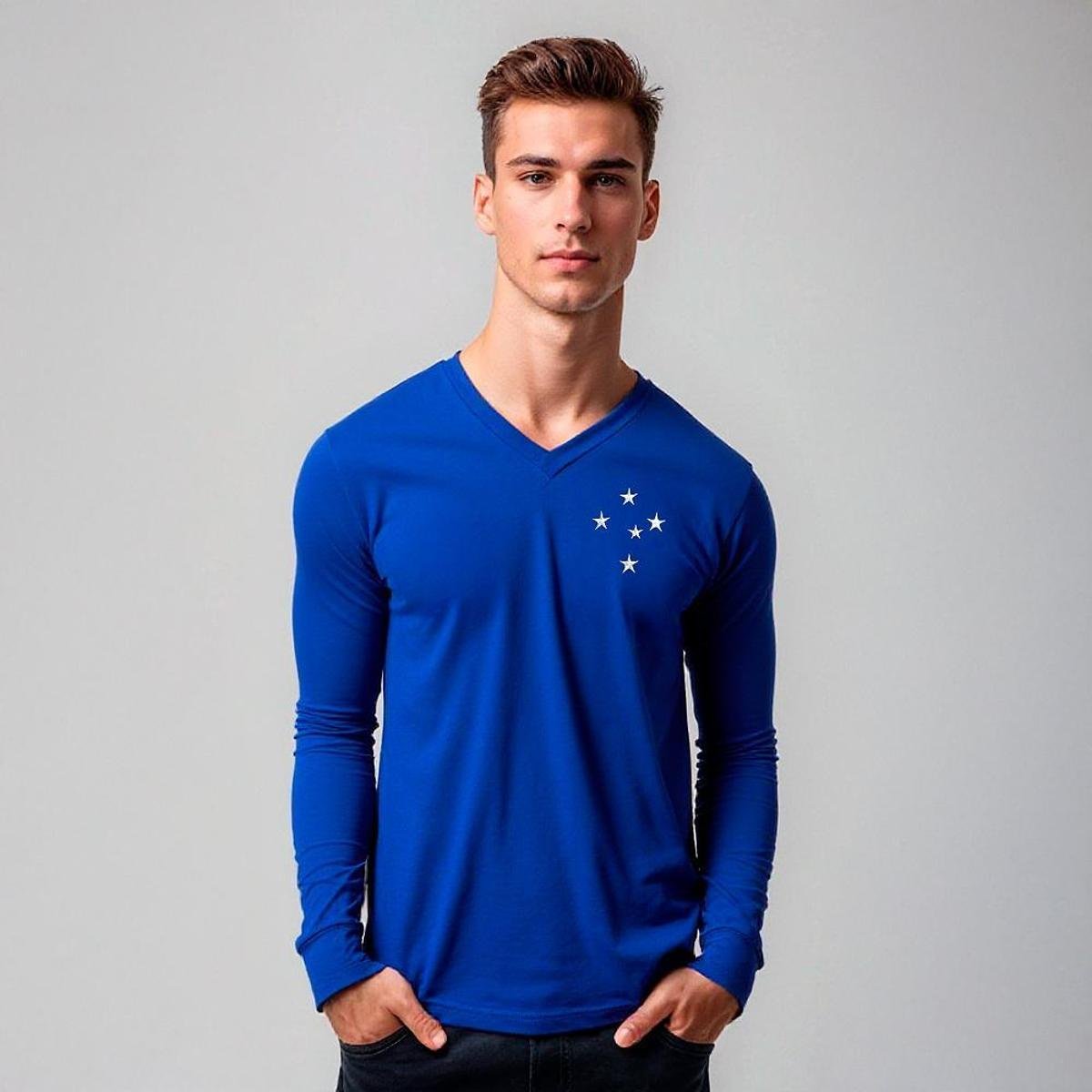 Camisa Cruzeiro Retrô 1976 Manga Longa Masculina