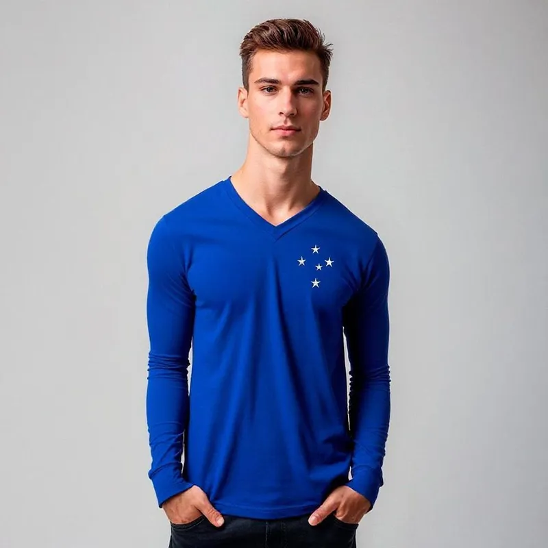 Camisa Cruzeiro Retrô 1976 Manga Longa Masculina