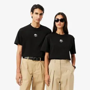 Camiseta Lacoste em Algodão com Estampa Assinada