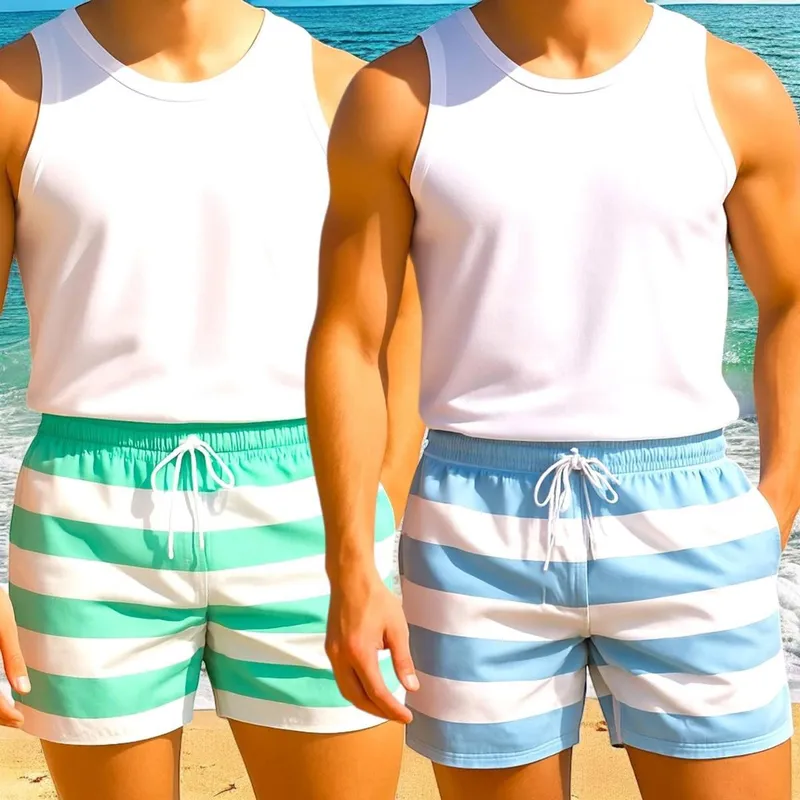 KIT 2 Shorts Tactel Bermuda Masculino Praia LISTRADO 1086