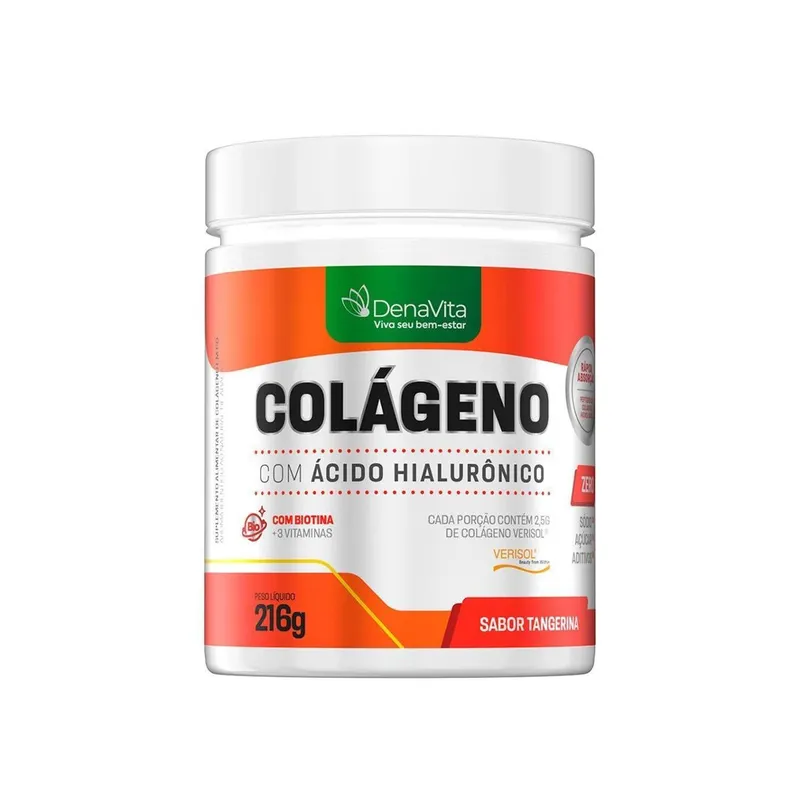 Colágeno Verisol Hidrolisado Com Ácido Hialurônico, Coenzima Q10, Biotina 216g, LANÇAMENTO Denavita