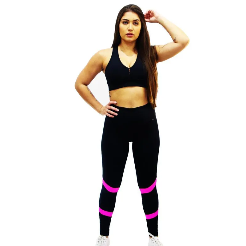 Calça fuso DA Modas faixa colorido tecido em suplex poliamida