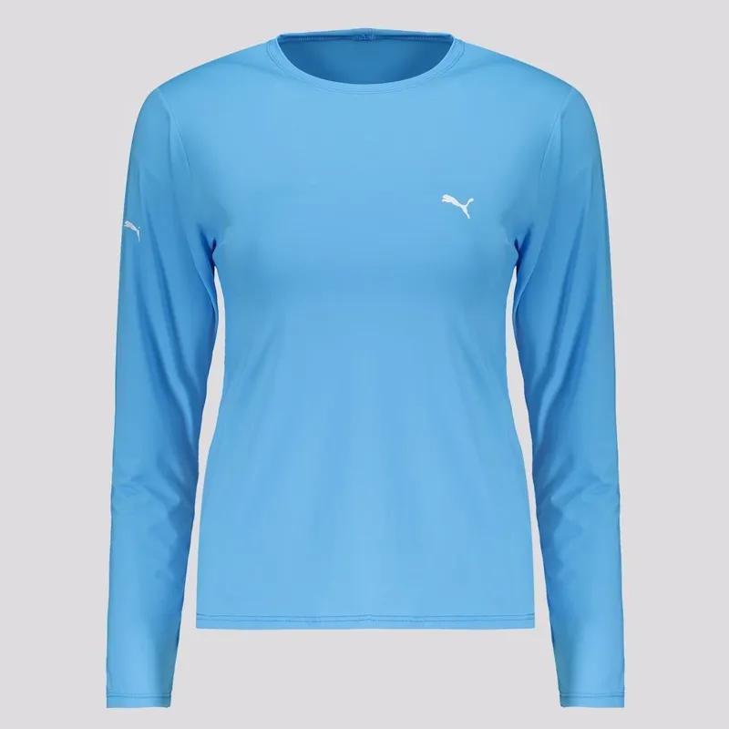 Camiseta Puma Manga Longa UV50+ Feminina Azul