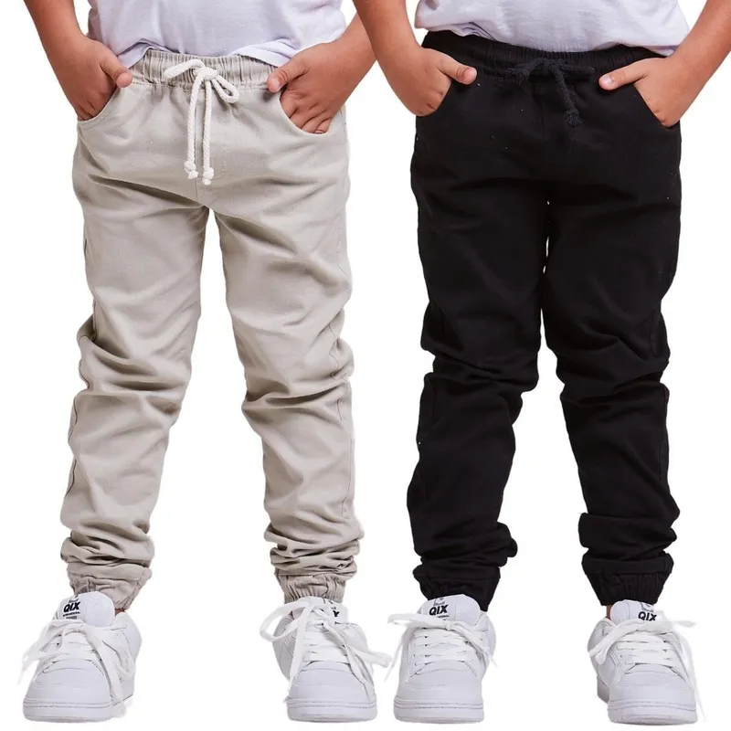 Kit 2 calça Jogger Infantil Jeans/Sarja Menino