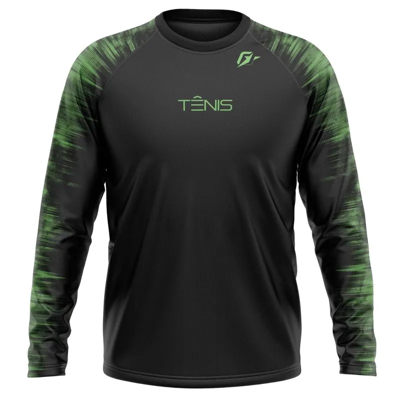 Camiseta Manga Longa Unissex Tênis Tecnodots Preto Verde