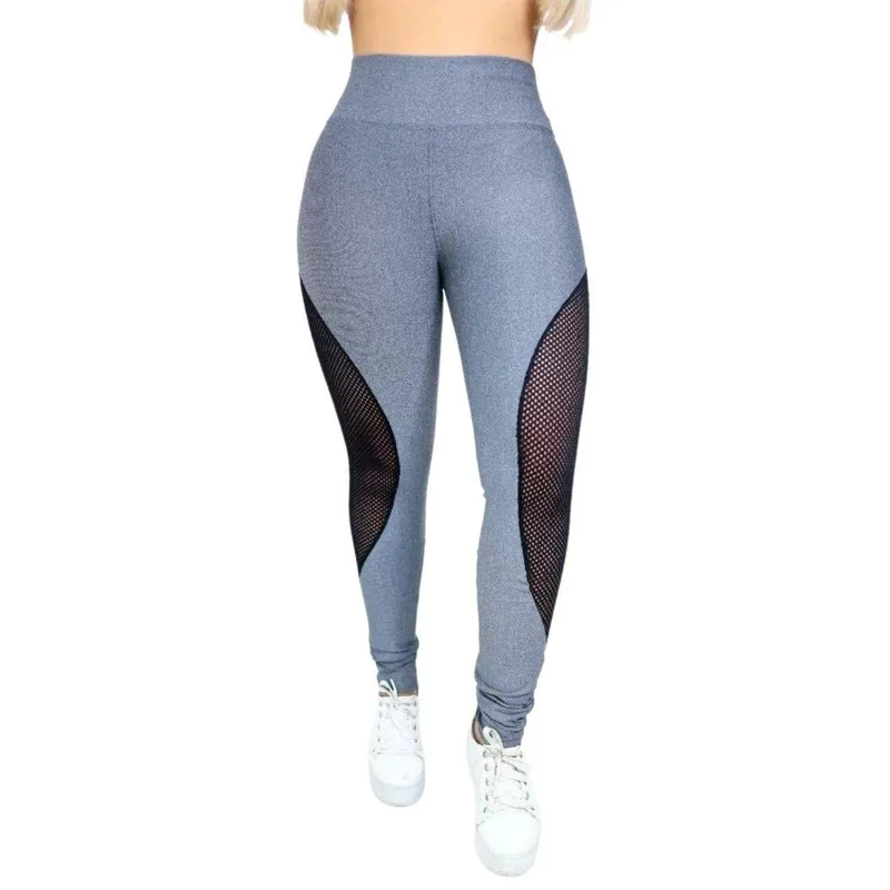 Legging Arrastão Marenna Modas Detalhe Redinha Fitness Suplex Feminina
