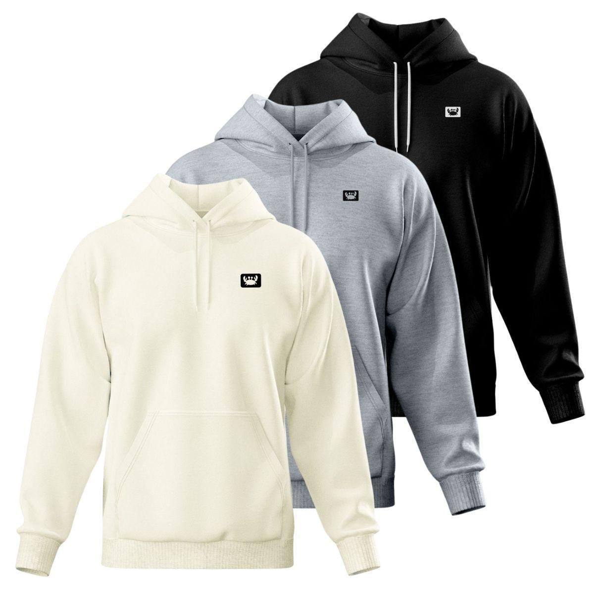 Kit 3 Blusa de Moletom Canguru com Capuz Confortável Estilo Casual Siri