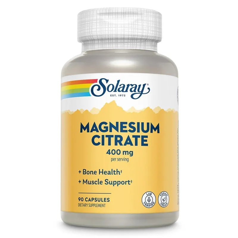Suplemento Solaray Citrato De Magnésio 400Mg Bone Support 90 V