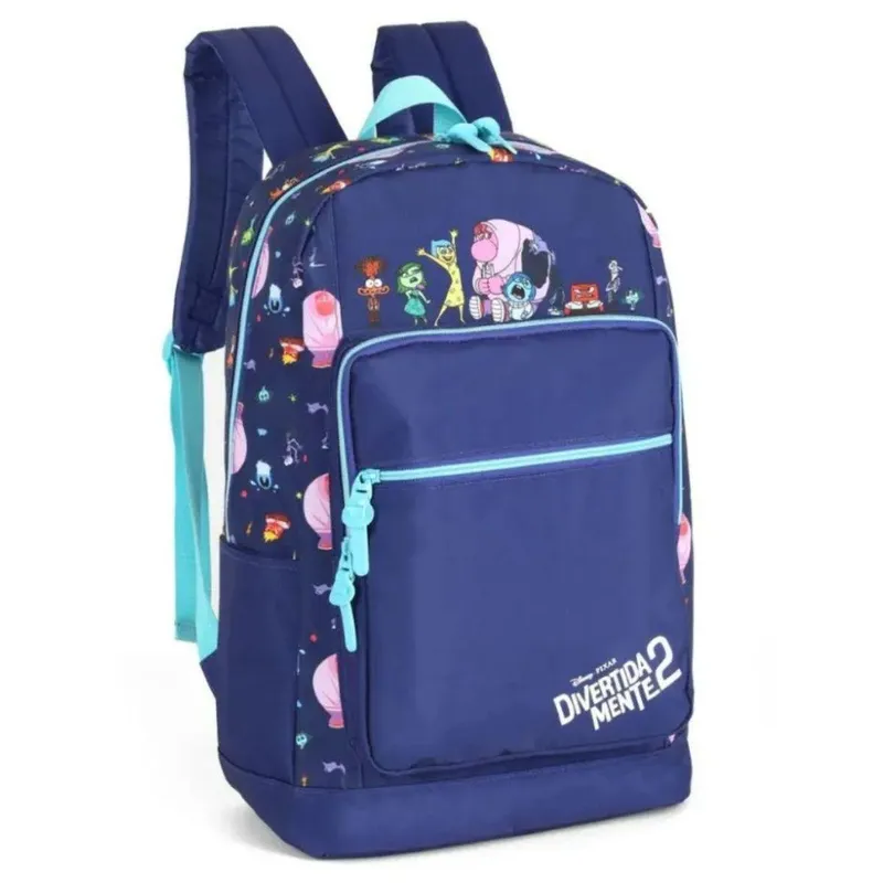 Mochila Costas Escolar Divertidamente Infantil Azul Luxcel