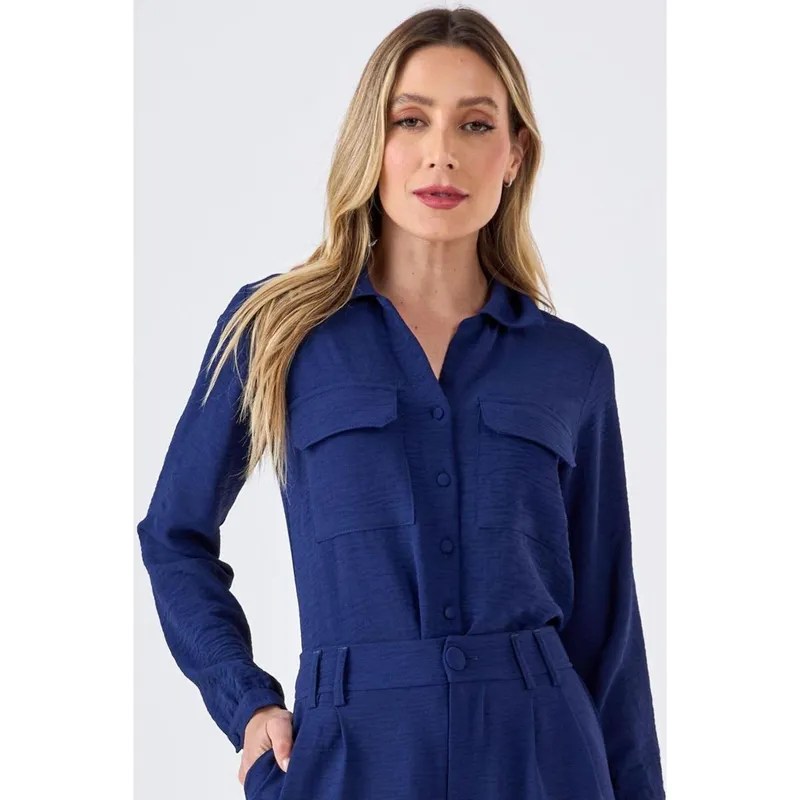 Camisa PKS Manga Longa Azul Marinho